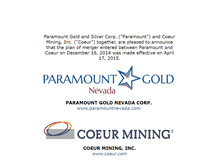 Tablet Screenshot of paramountgold.com